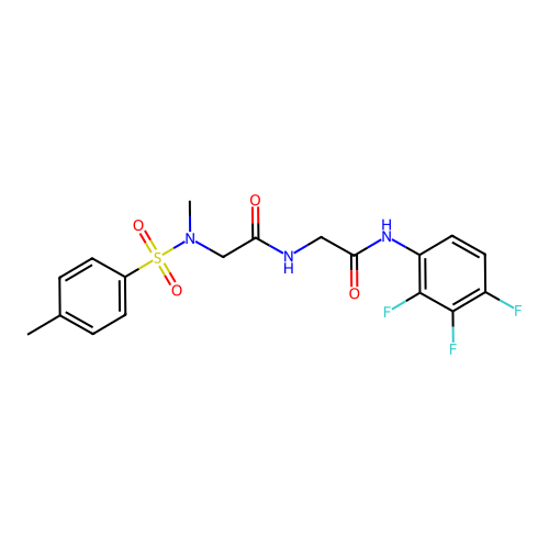 2-[[2-[methyl-(4-methylphenyl)sulfonylamino]acetyl]amino]-N-(2,3,4-trifluorophenyl)acetamide structure