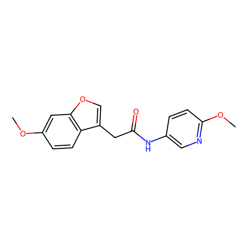 2-(6-methoxy-1-benzofuran-3-yl)-N-(6-methoxypyridin-3-yl)acetamide structure