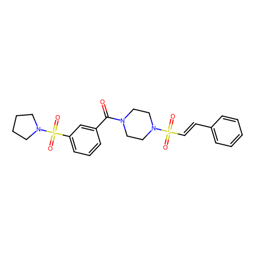 1-(2-Phenylethenesulfonyl)-4-[3-(pyrrolidine-1-sulfonyl)benzoyl]piperazine structure