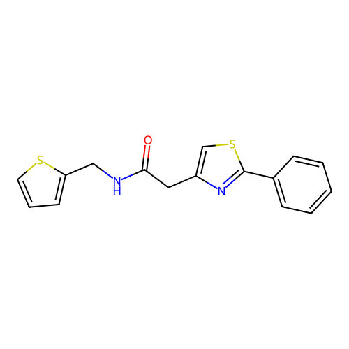 2-(2-phenyl-1,3-thiazol-4-yl)-N-(thiophen-2-ylmethyl)acetamide structure