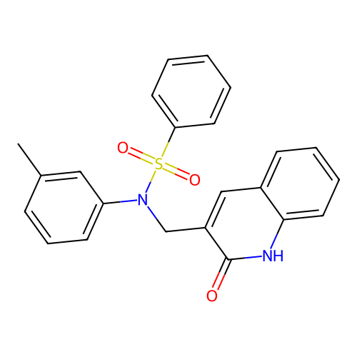 N-(3-methylphenyl)-N-[(2-oxo-1H-quinolin-3-yl)methyl]benzenesulfonamide structure