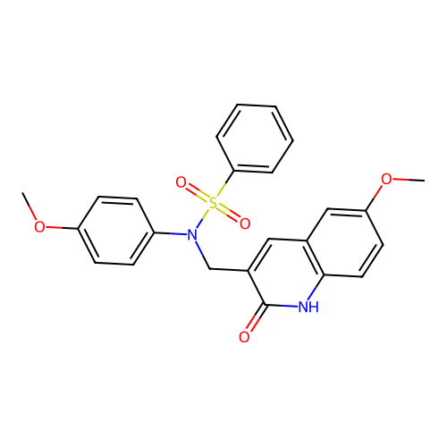 N-[(6-methoxy-2-oxo-1H-quinolin-3-yl)methyl]-N-(4-methoxyphenyl)benzenesulfonamide structure