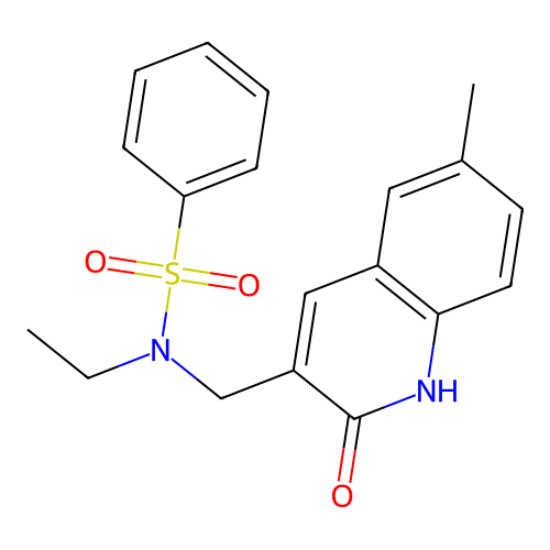 N-ethyl-N-((2-hydroxy-6-methylquinolin-3-yl)methyl)benzenesulfonamide structure