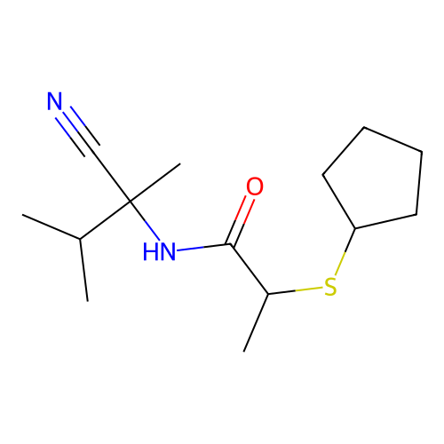 N-(1-cyano-1,2-dimethylpropyl)-2-(cyclopentylsulfanyl)propanamide structure