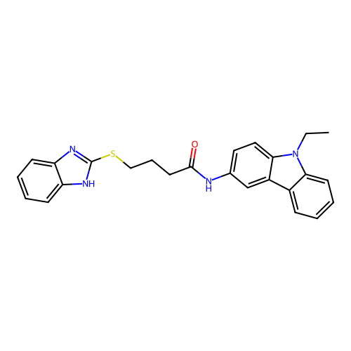4-(1H-Benzimidazol-2-ylthio)-N-(9-ethyl-9H-carbazol-3-yl)butanamide structure