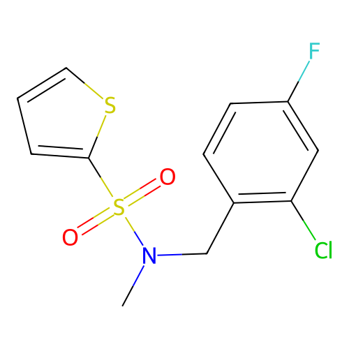 N-[(2-chloro-4-fluorophenyl)methyl]-N-methylthiophene-2-sulfonamide structure
