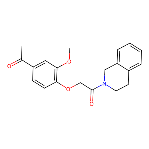 2-(4-acetyl-2-methoxyphenoxy)-1-(3,4-dihydro-1H-isoquinolin-2-yl)ethanone structure