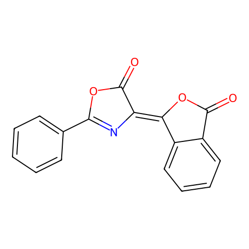 (4E)-4-(3-oxo-2-benzofuran-1(3H)-ylidene)-2-phenyl-1,3-oxazol-5(4H)-one structure