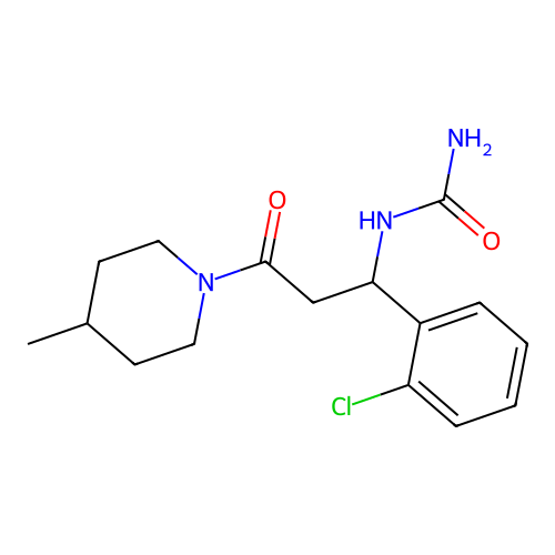 [1-(2-Chlorophenyl)-3-(4-methylpiperidin-1-yl)-3-oxopropyl]urea structure