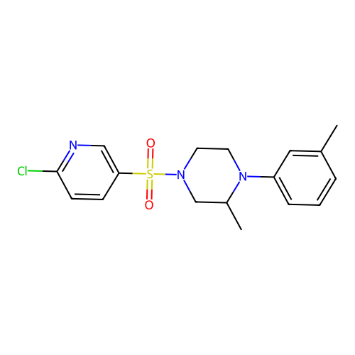 4-(6-Chloropyridin-3-yl)sulfonyl-2-methyl-1-(3-methylphenyl)piperazine structure