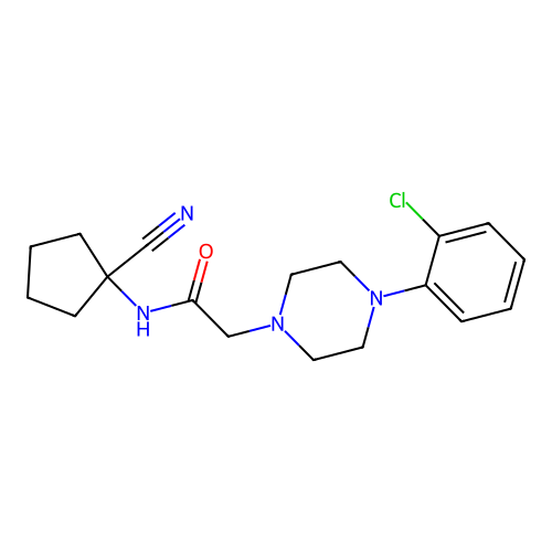 2-[4-(2-chlorophenyl)piperazin-1-yl]-N-(1-cyanocyclopentyl)acetamide structure