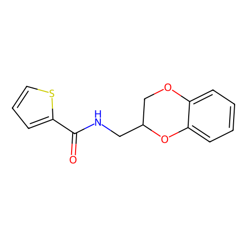 N-(2,3-dihydro-1,4-benzodioxin-3-ylmethyl)thiophene-2-carboxamide structure