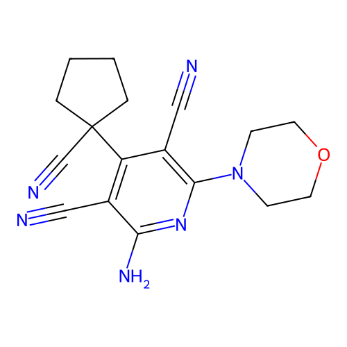 2-Amino-4-(1-cyanocyclopentyl)-6-(4-morpholinyl)-3,5-pyridinedicarbonitrile structure
