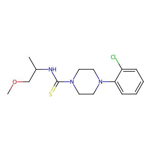 4-(2-chlorophenyl)-N-(1-methoxypropan-2-yl)piperazine-1-carbothioamide structure
