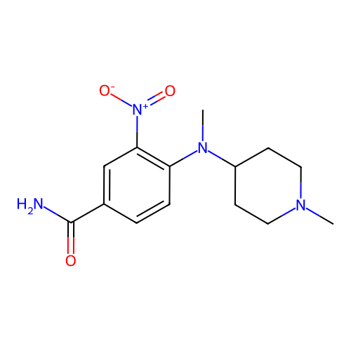 4-[Methyl-(1-methylpiperidin-4-yl)amino]-3-nitrobenzamide structure