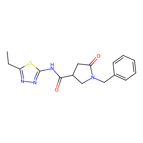 1-benzyl-N-(5-ethyl-1,3,4-thiadiazol-2-yl)-5-oxopyrrolidine-3-carboxamide structure