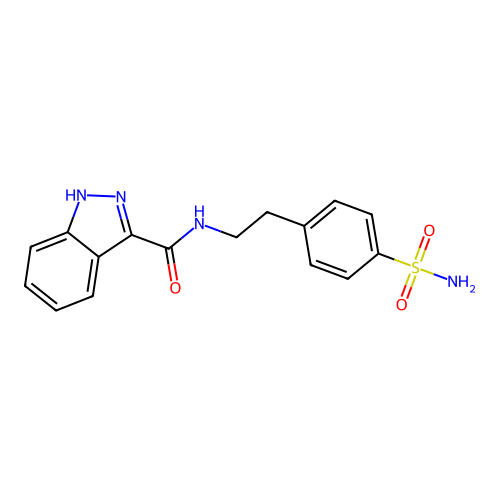N-[2-(4-sulfamoylphenyl)ethyl]-1H-indazole-3-carboxamide structure