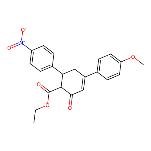 Ethyl 4-(4-methoxyphenyl)-6-(4-nitrophenyl)-2-oxocyclohex-3-ene-1-carboxylate structure