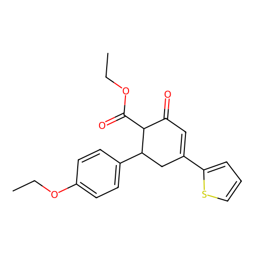 Ethyl 6-(4-ethoxyphenyl)-2-oxo-4-(thiophen-2-yl)cyclohex-3-ene-1-carboxylate structure