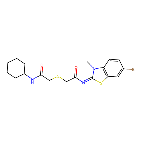 (Z)-N-(6-bromo-3-methylbenzo[d]thiazol-2(3H)-ylidene)-2-((2-(cyclohexylamino)-2-oxoethyl)thio)acetamide structure
