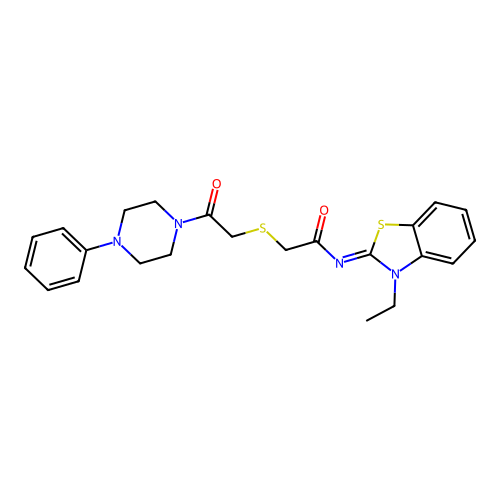 (Z)-N-(3-ethylbenzo[d]thiazol-2(3H)-ylidene)-2-((2-oxo-2-(4-phenylpiperazin-1-yl)ethyl)thio)acetamide structure