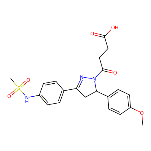 4-(5-(4-methoxyphenyl)-3-(4-(methylsulfonamido)phenyl)-4,5-dihydro-1H-pyrazol-1-yl)-4-oxobutanoic acid structure