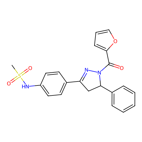 N-(4-(1-(furan-2-carbonyl)-5-phenyl-4,5-dihydro-1H-pyrazol-3-yl)phenyl)methanesulfonamide structure