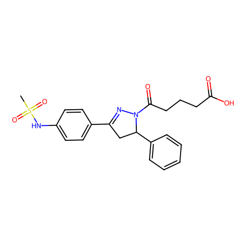 5-(3-{4-[(methylsulfonyl)amino]phenyl}-5-phenyl-4,5-dihydro-1H-pyrazol-1-yl)-5-oxopentanoic acid structure