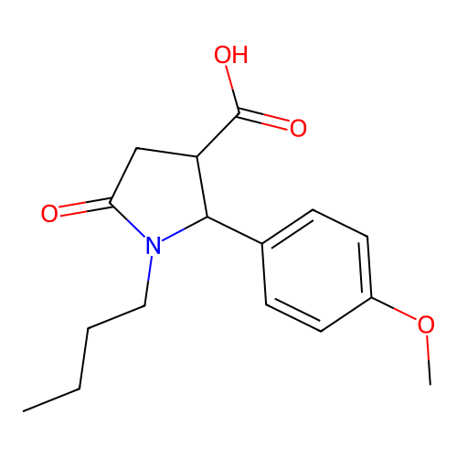 1-Butyl-2-(4-methoxyphenyl)-5-oxopyrrolidine-3-carboxylic acid structure
