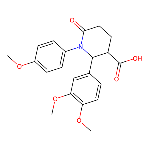 2-(3,4-Dimethoxyphenyl)-1-(4-methoxyphenyl)-6-oxopiperidine-3-carboxylic acid structure