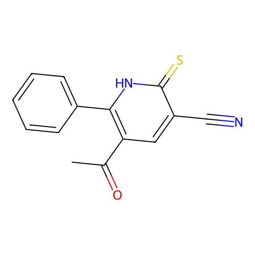 5-Acetyl-6-phenyl-2-sulfanylpyridine-3-carbonitrile structure