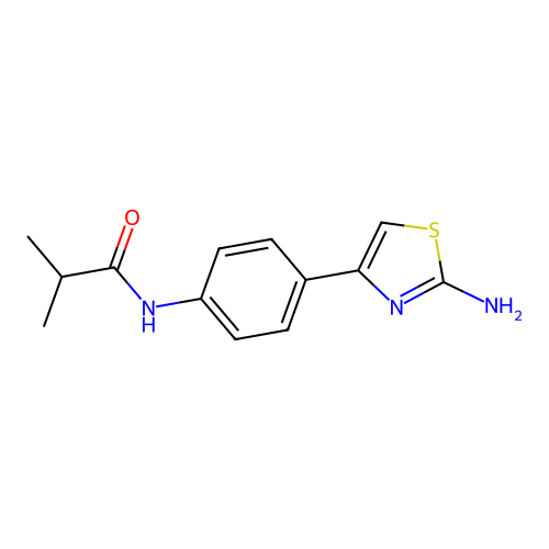N-[4-(2-amino-1,3-thiazol-4-yl)phenyl]-2-methylpropanamide structure