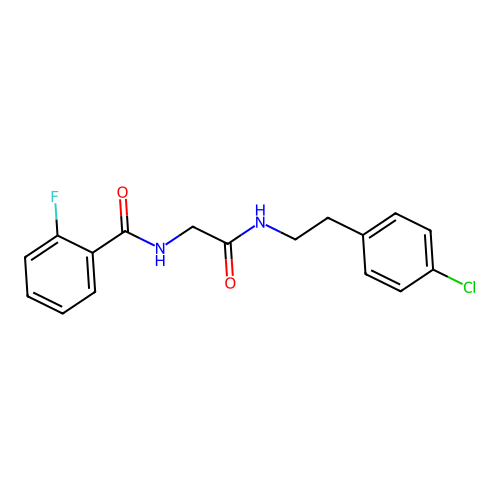 N-[2-[2-(4-chlorophenyl)ethylamino]-2-oxoethyl]-2-fluorobenzamide structure