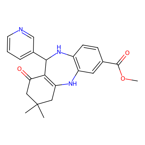 methyl 2,9-diaza-14,14-dimethyl-12-oxo-10-(3-pyridyl)tricyclo[9.4.0.0<3,8>]pentadeca-1(11),3(4),5,7-tetraene-5-carboxylate structure