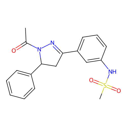 N-[3-(1-acetyl-5-phenyl-4,5-dihydro-1H-pyrazol-3-yl)phenyl]methanesulfonamide structure