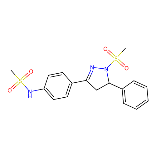 N-[4-(1-methanesulfonyl-5-phenyl-4,5-dihydro-1H-pyrazol-3-yl)phenyl]methanesulfonamide structure