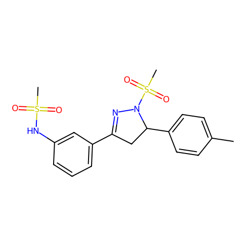 N-(3-(1-(methylsulfonyl)-5-(p-tolyl)-4,5-dihydro-1H-pyrazol-3-yl)phenyl)methanesulfonamide structure