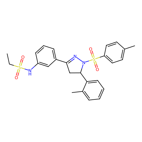 N-(3-(5-(o-tolyl)-1-tosyl-4,5-dihydro-1H-pyrazol-3-yl)phenyl)ethanesulfonamide structure