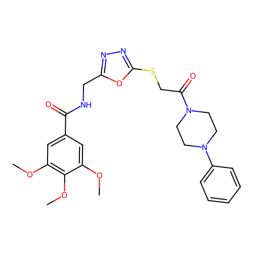 3,4,5-TRIMETHOXY-N-[(5-{[2-OXO-2-(4-PHENYLPIPERAZIN-1-YL)ETHYL]SULFANYL}-1,3,4-OXADIAZOL-2-YL)METHYL]BENZAMIDE structure