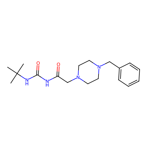 2-(4-benzylpiperazin-1-yl)-N-(tert-butylcarbamoyl)acetamide structure