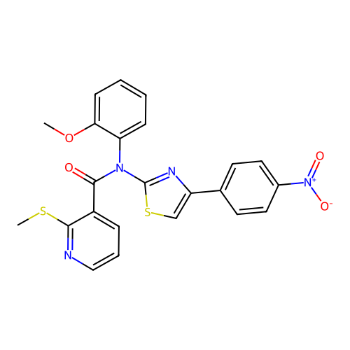N-(2-methoxyphenyl)-2-methylsulfanyl-N-[4-(4-nitrophenyl)-1,3-thiazol-2-yl]pyridine-3-carboxamide structure