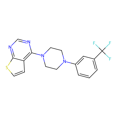 4-(4-(3-(Trifluoromethyl)phenyl)piperazin-1-yl)thieno[2,3-d]pyrimidine structure