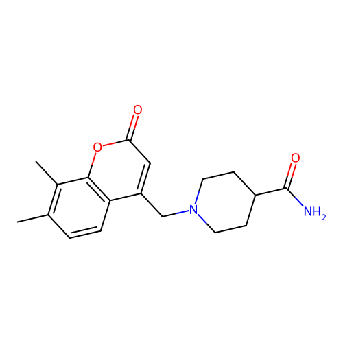 1-[(7,8-Dimethyl-2-oxochromen-4-yl)methyl]piperidine-4-carboxamide structure