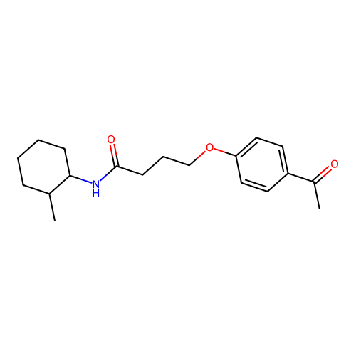 4-(4-acetylphenoxy)-N-(2-methylcyclohexyl)butanamide structure