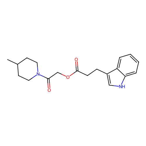 [2-(4-methylpiperidin-1-yl)-2-oxoethyl] 3-(1H-indol-3-yl)propanoate structure