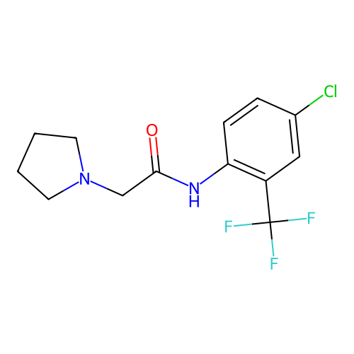 N-[4-chloro-2-(trifluoromethyl)phenyl]-2-pyrrolidin-1-ylacetamide structure