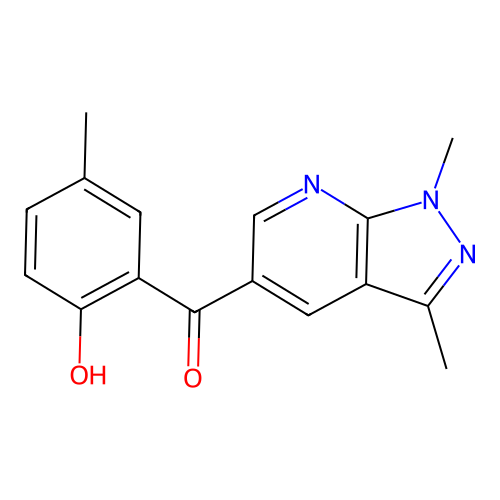 (1,3-Dimethylpyrazolo[3,4-b]pyridin-5-yl)-(2-hydroxy-5-methylphenyl)methanone structure