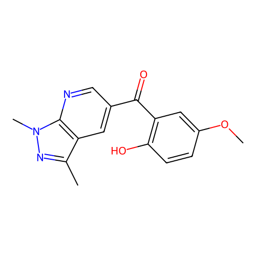 (1,3-Dimethylpyrazolo[3,4-b]pyridin-5-yl)-(2-hydroxy-5-methoxyphenyl)methanone structure