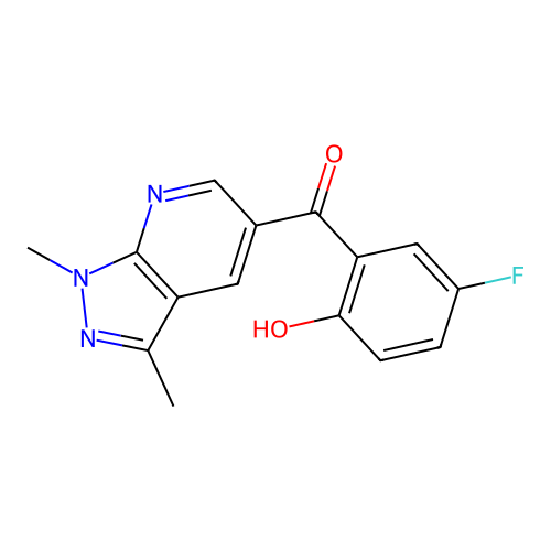 2-{1,3-dimethyl-1H-pyrazolo[3,4-b]pyridine-5-carbonyl}-4-fluorophenol structure
