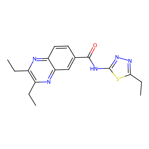 2,3-diethyl-N-(5-ethyl-1,3,4-thiadiazol-2-yl)quinoxaline-6-carboxamide structure